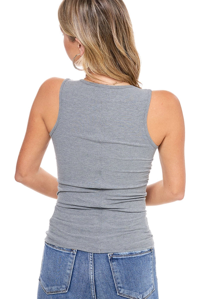 Slim Fit Ribbed High Neck Tank Top