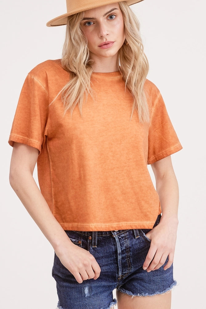 Lunar Washed S/S Faux Crop Tee