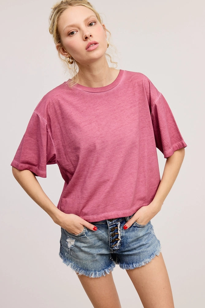 Lunar Washed S/S Faux Crop Tee