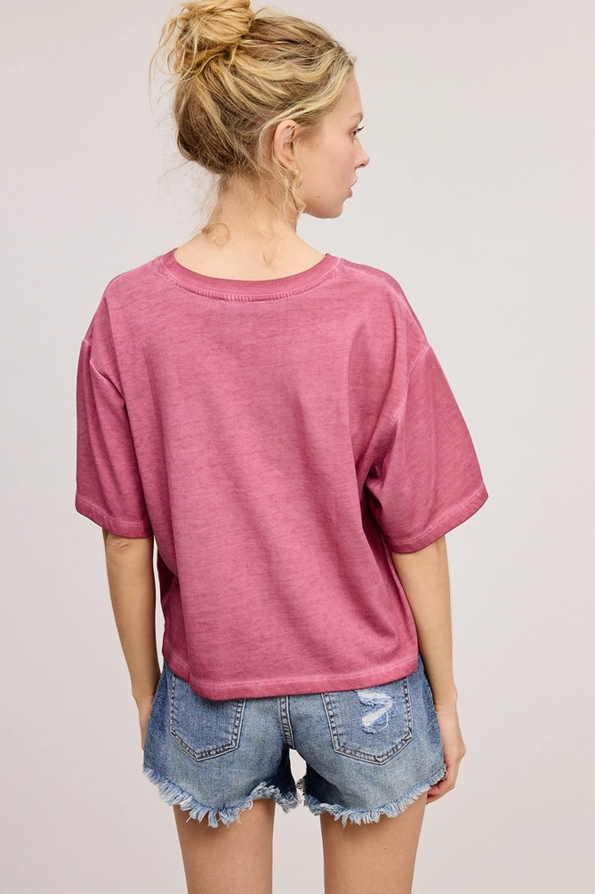 Lunar Washed S/S Faux Crop Tee