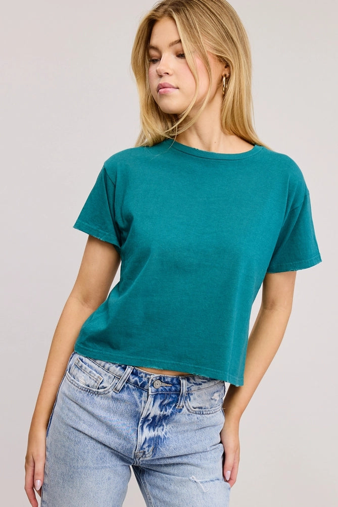 S/S Seamless Faux Crop with Grinded Edges